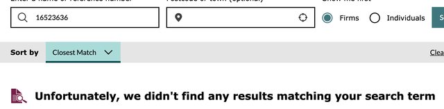 FCA Register search for 16523636: no results.