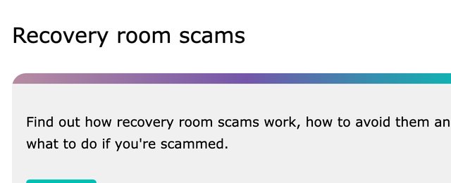FCA consumer page: Recovery room scams.